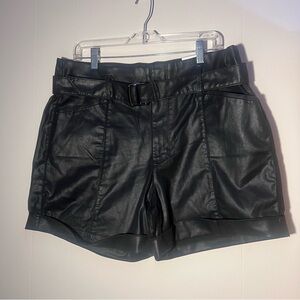 White House Black Market High Waist Black Paperbag Shorts Size 14